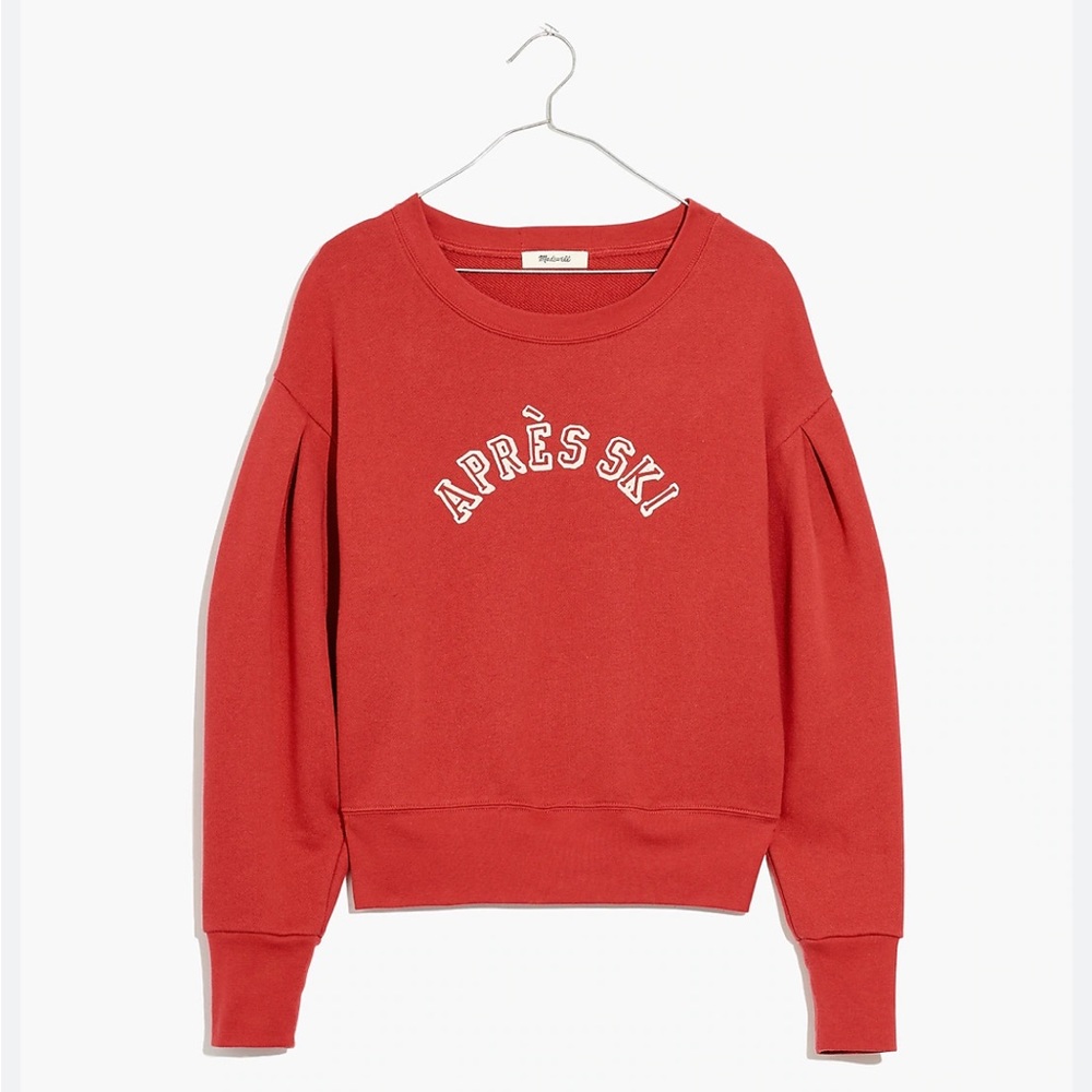 Apres Ski Madewell Red Pleat Crewneck Sweatshirt